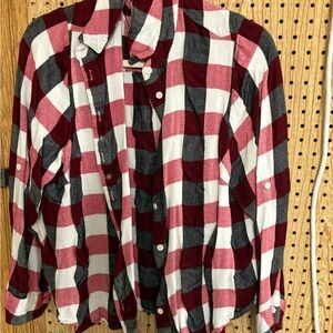 Lane Bryant Red and White Plaid Shirt